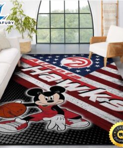 Atlanta Hawks Nba Team Logo Mickey Us Style Nice Gift Home Decor Rectangle Area Rug