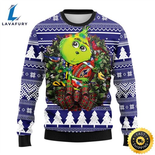 Baltimore Ravens Grinch Hug Christmas Ugly Sweater