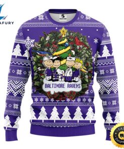 Baltimore Ravens Snoopy Dog Christmas Ugly Sweater