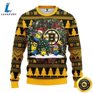 Boston Bruins Minion Christmas Ugly Sweater