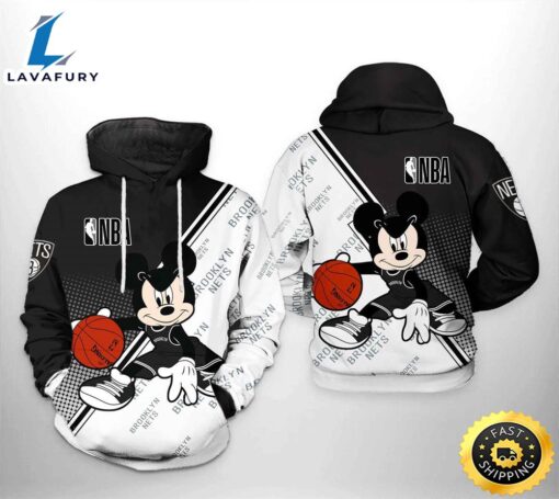 Brooklyn Nets NBA Mickey 3D Printed Hoodie