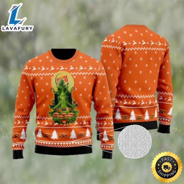 Burger King Grinch Snow Ugly Christmas Sweater