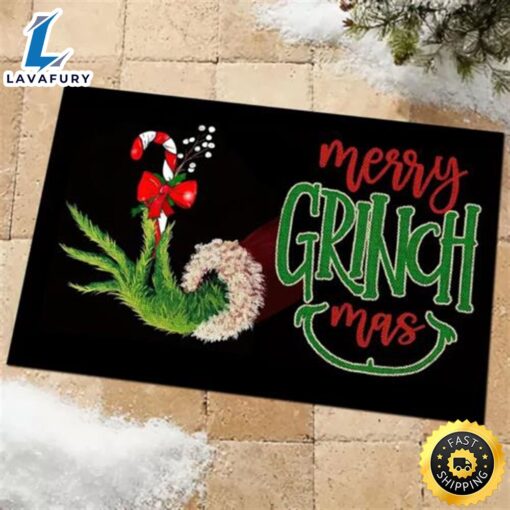 Candy Merry Grinchmas, Grinch Hand Christmas Doormat 2023