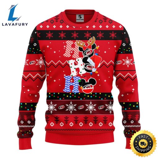 Carolina Hurricanes Hohoho Mickey Christmas Ugly Sweater