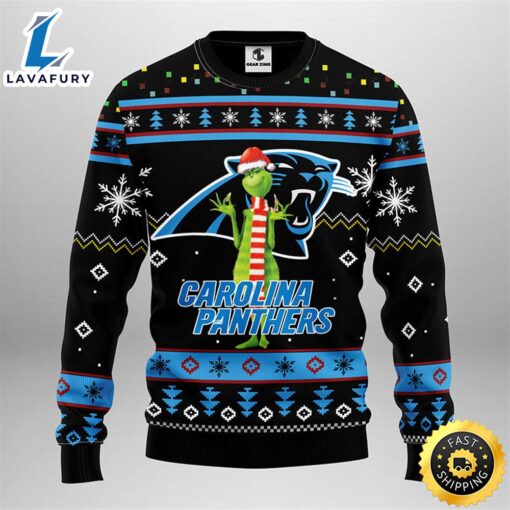 Carolina Panthers Funny Grinch Christmas Ugly Sweater