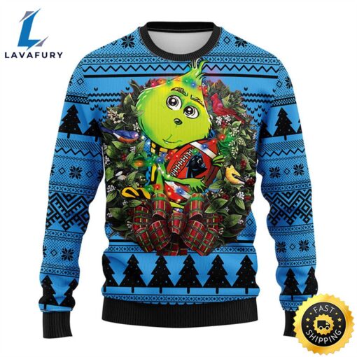 Carolina Panthers Grinch Hug Christmas Ugly Sweater