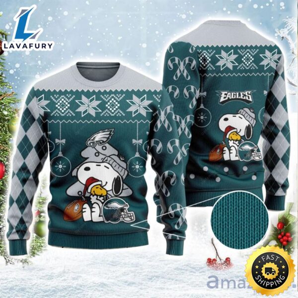 Charlie Brown Snoopy Philadelphia Eagles Ugly Christmas Sweater