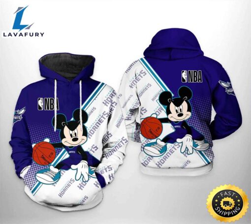 Charlotte Hornets NBA Mickey 3D Printed Hoodie