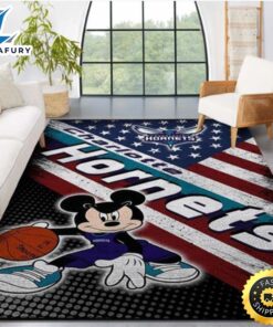 Charlotte Hornets Nba Team Logo Mickey Us Style Nice Gift Home Decor Rectangle Area Rug