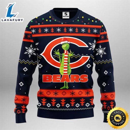 Chicago Bears Funny Grinch Christmas Ugly Sweater