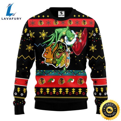 Chicago Blackhawks Grinch Christmas Ugly Sweater