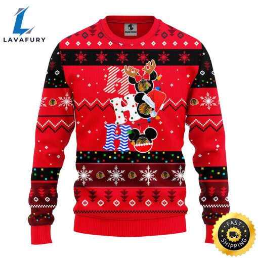 Chicago Blackhawks Hohoho Mickey Christmas Ugly Sweater