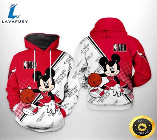 Chicago Bulls NBA Mickey 3D Printed Hoodie