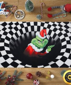 Christmas Grinchy Door Mat 3D Illusion Nightmare Kitchen Mat Christmas Indoor Door Mat