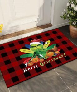 Christmas Mats Grinch Christmas Doormat Welcome Floral Indoor Outdoors