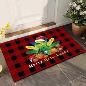 Christmas Mats Grinch Christmas Doormat Welcome Floral Indoor Outdoors