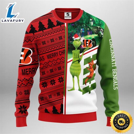 Cincinnati Bengals Grinch & Scooby-Doo Christmas Ugly Sweater