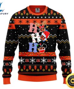 Cincinnati Bengals HoHoHo Mickey Christmas Ugly Sweater