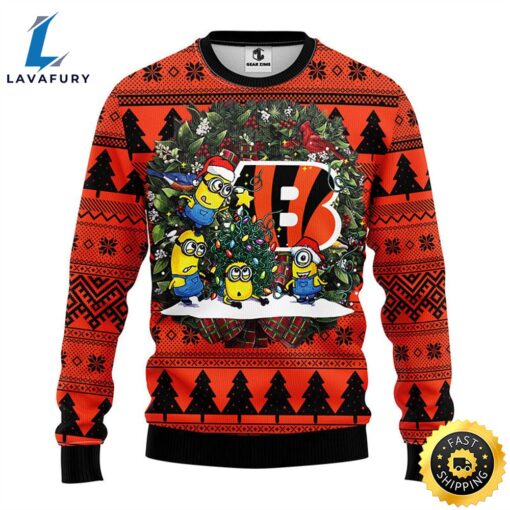 Cincinnati Bengals Minion Christmas Ugly Sweater