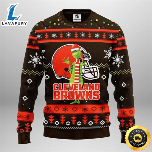 Cleveland Browns Funny Grinch Christmas Ugly Sweater