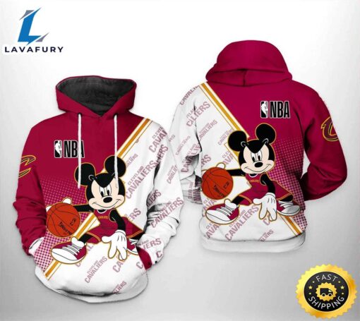 Cleveland Cavaliers NBA Mickey 3D Printed Hoodie