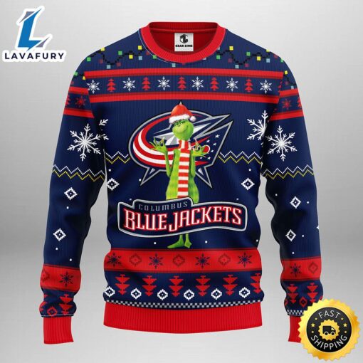 Columbus Blue Jackets Funny Grinch Christmas Ugly Sweater