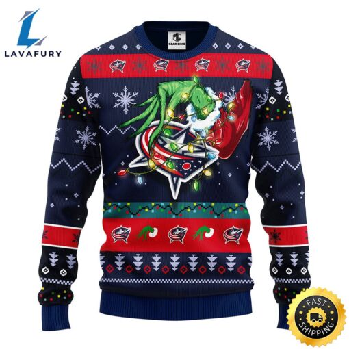 Columbus Blue Jackets Grinch Christmas Ugly Sweater