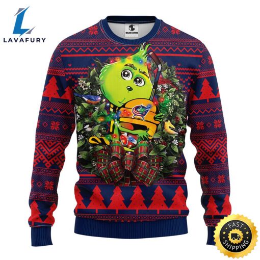 Columbus Blue Jackets Grinch Hug Christmas Ugly Sweater