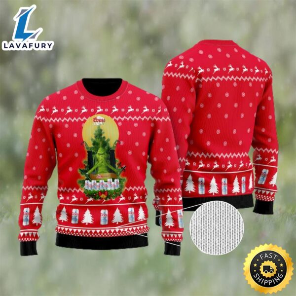 Coors Light Grinch Snow Ugly Christmas Sweater