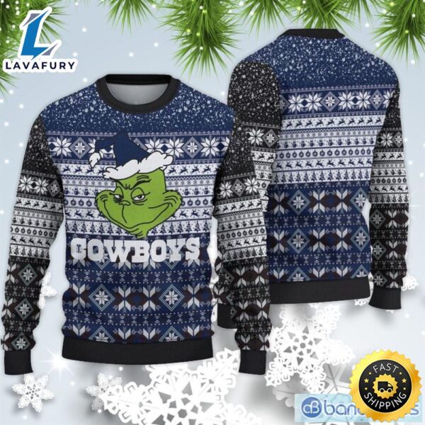 Dallas Cowboys Christmas Grinch Sweater For Fans