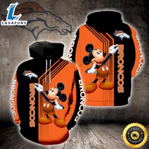 Denver Broncos Mickey Mouse All Over Print 3D Hoodie For Men And Women