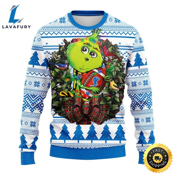 Detroit Lions Grinch Hug Christmas Ugly Sweater
