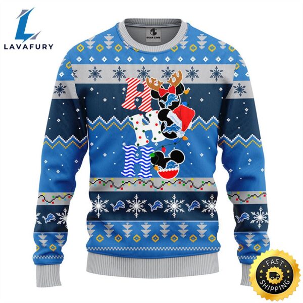 Detroit Lions HoHoHo Mickey Christmas Ugly Sweater