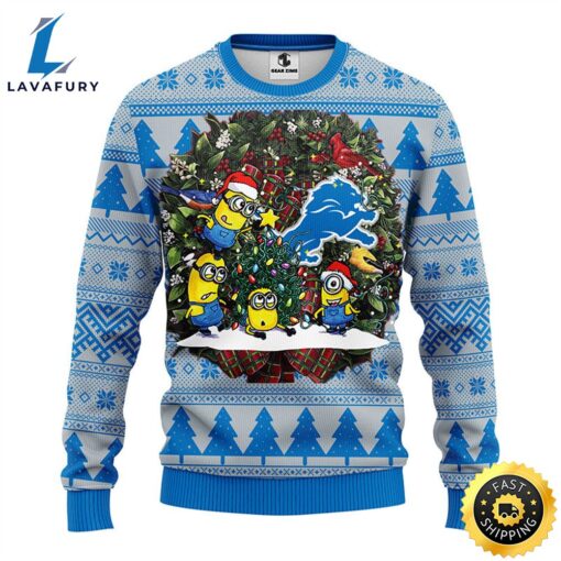 Detroit Lions Minion Christmas Ugly Sweater