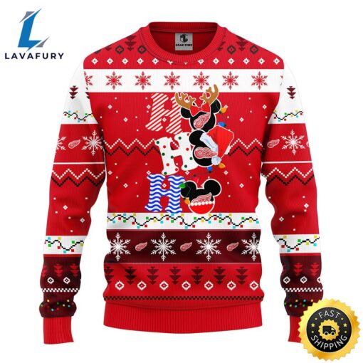 Detroit Red Wings Hohoho Mickey Christmas Ugly Sweater