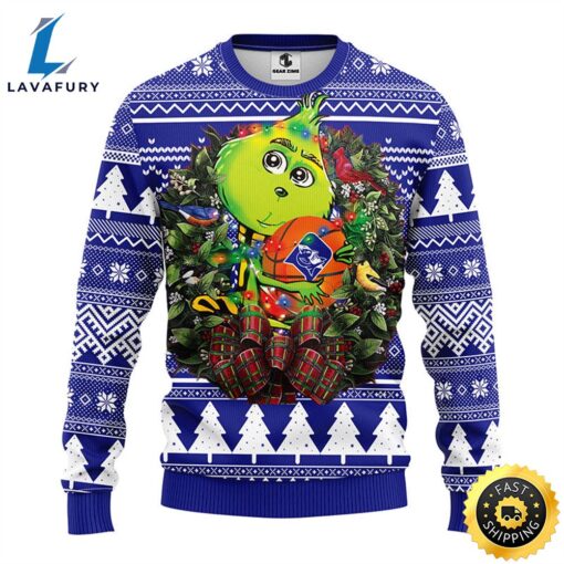 Duke Blue Devils Grinch Hug Christmas Ugly Sweater