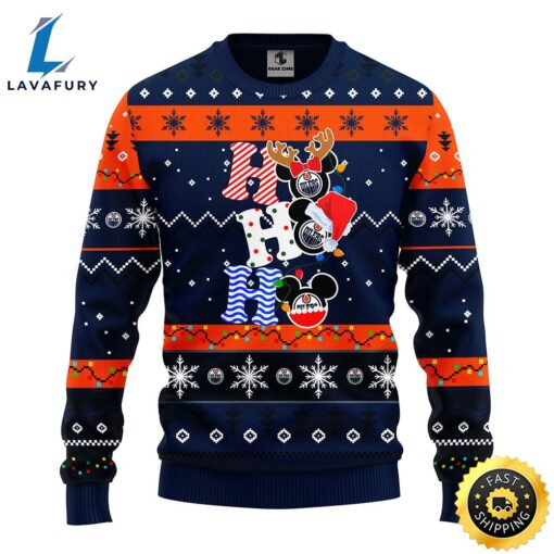 Edmonton Oilers Hohoho Mickey Christmas Ugly Sweater