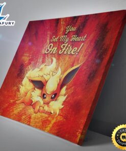 Flareon on Fire Pokemon Canvas Print Wall Art 2 srye0k.jpg