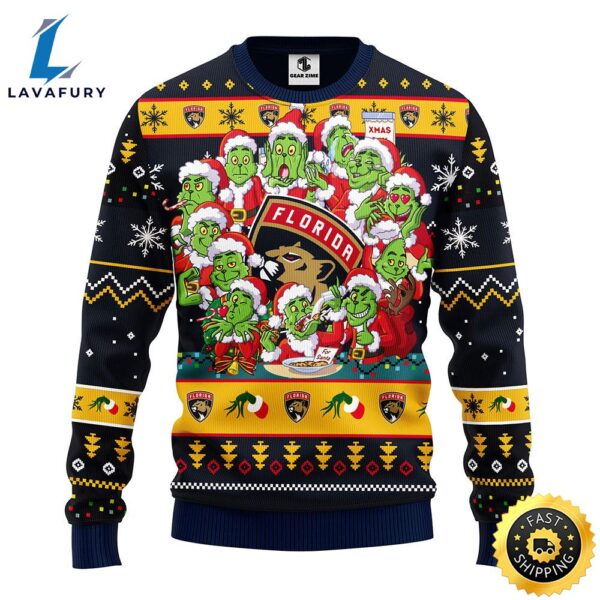 Florida Panthers 12 Grinch Xmas Day Christmas Ugly Sweater