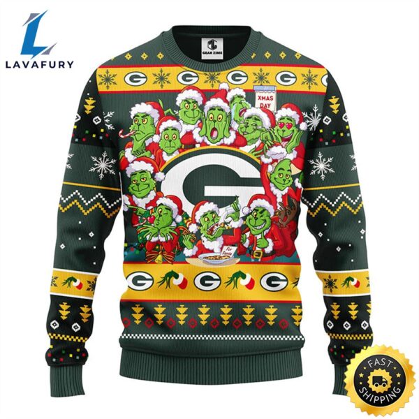 Green Bay Packers 12 Grinch Xmas Day Christmas Ugly Sweater