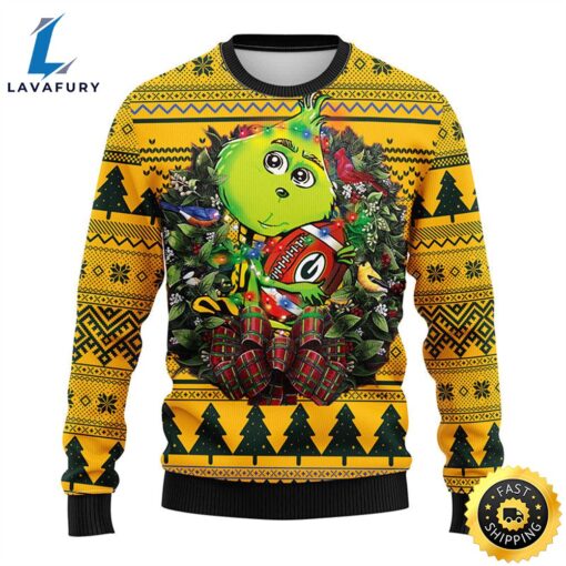 Green Bay Packers Grinch Hug Christmas Ugly Sweater