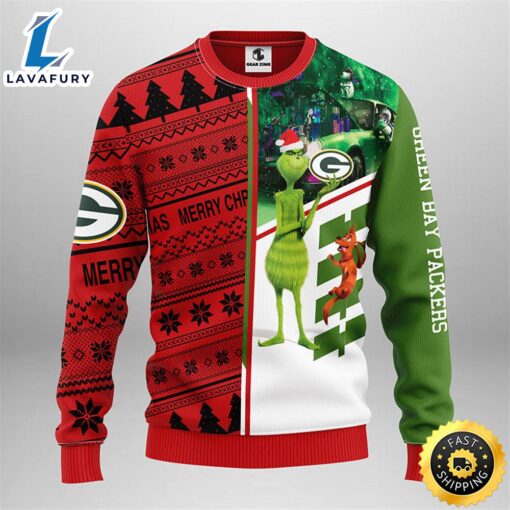 Green Bay Packers Grinch & Scooby-Doo Christmas Ugly Sweater