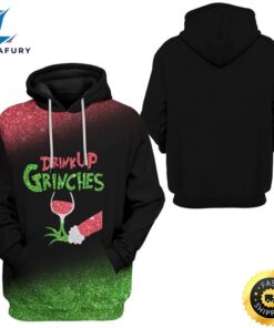 Grinch Drink Up Grinches Wine Christmas Black Red Green Hoodie