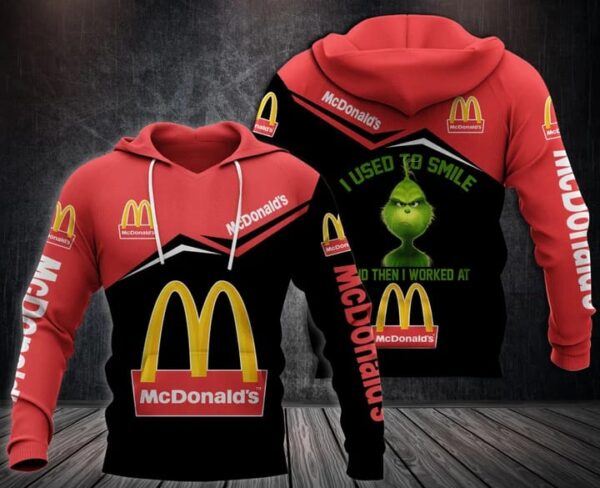 Grinch I Used To Smile And Then I Worked At McDonald’s Logo All Over Print Hoodie