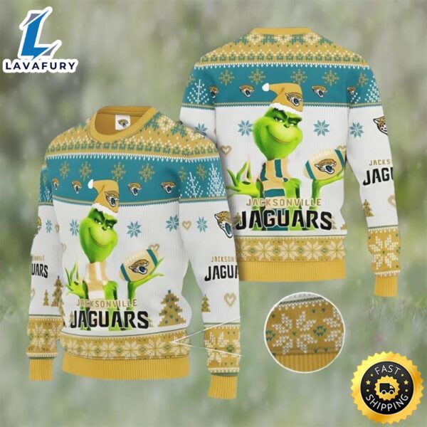 Grinch Jacksonville Jaguars All Over Print 3D Ugly Christmas Sweater