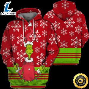 Grinch Shirt Christmas Grinch Snowflakes Red Green Hoodie