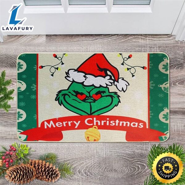 Grinch Winter Holiday Xmas Doormats for Outdoor Entrance Home