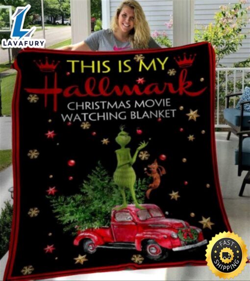 Hallmark Christmas Movies Watching Grinch Fleece Blanket