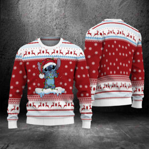 Happy Christmas Stitch Christmas Ugly Sweater  Red