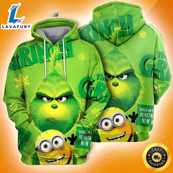 Happy Minioon And Angry Grinch Funny Christmas Hoodies The Grinch Hoodie